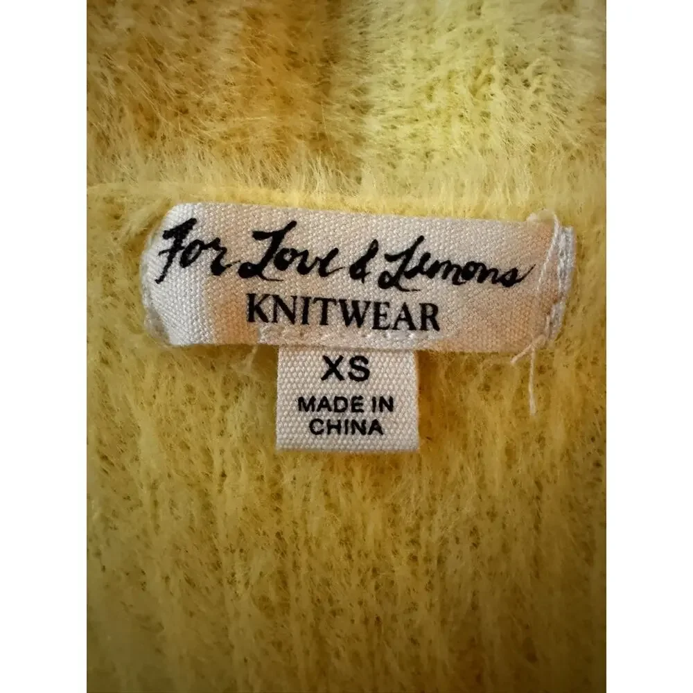 For Love & Lemons Knit Midi Dress Yellow Ribbed Bodycon Size XS